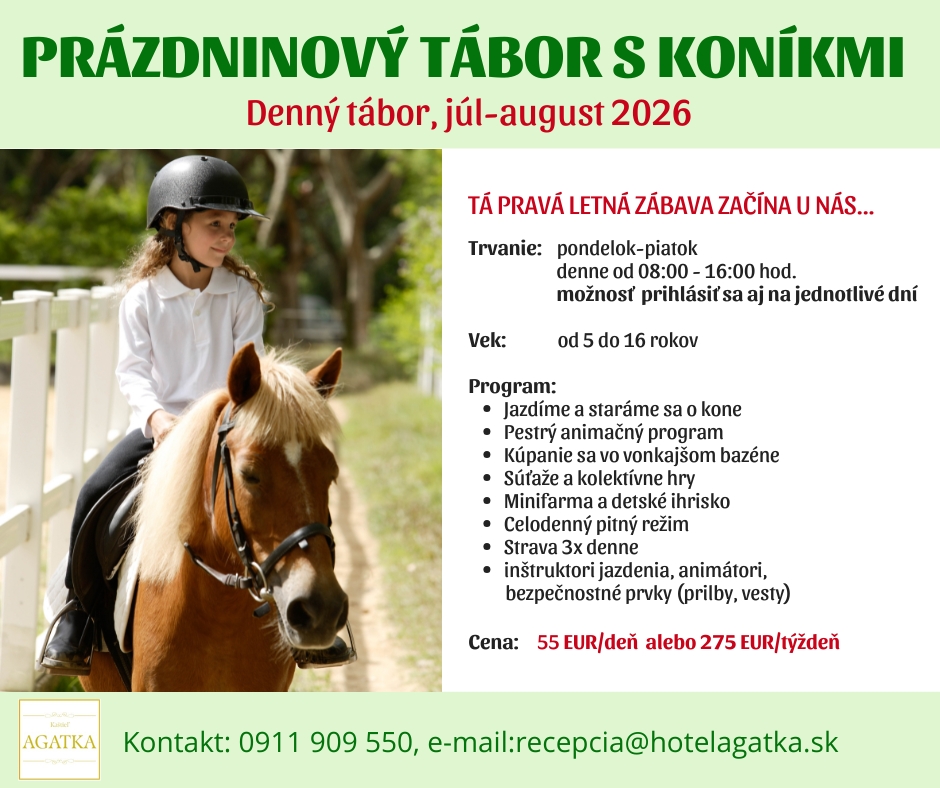 Prázdninový denný tábor 2026 pri koňoch: leto plné pohybu, zážitkov a radosti pre deti